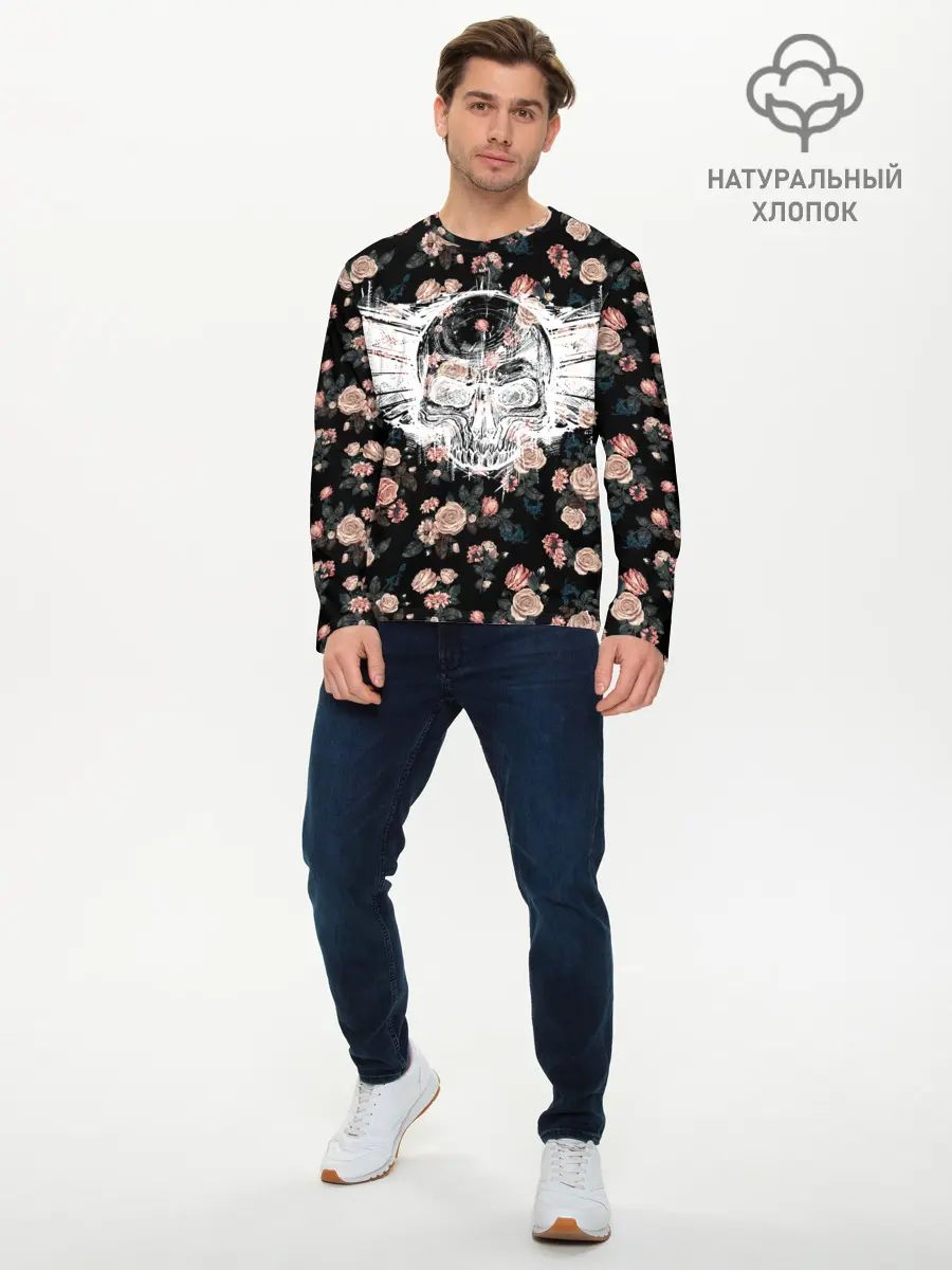 Мужской лонгслив базовый / Death and roses (P007_P004ooo2863727, P004ooo2863727)