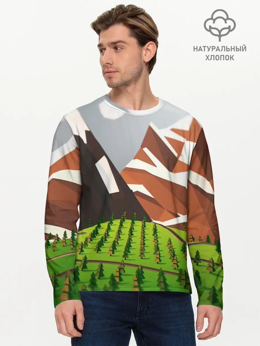 Мужской лонгслив базовый / Горы (P007_P004ooo2864063, P004ooo2864063)