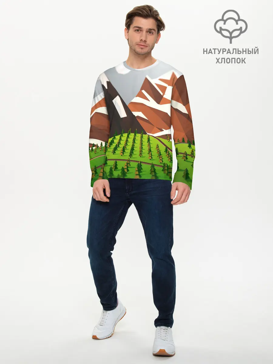 Мужской лонгслив базовый / Горы (P007_P004ooo2864063, P004ooo2864063)