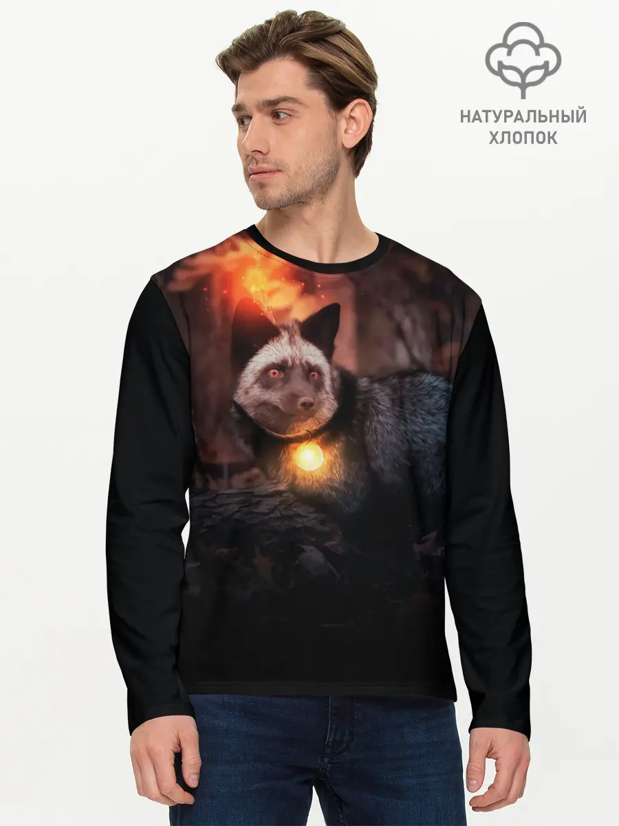 Мужской лонгслив базовый / Волшебная лисица (P007_P004ooo2863783, P004ooo2863783)