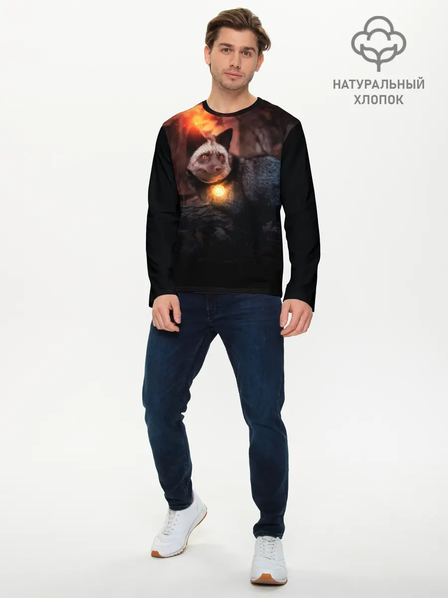Мужской лонгслив базовый / Волшебная лисица (P007_P004ooo2863783, P004ooo2863783)