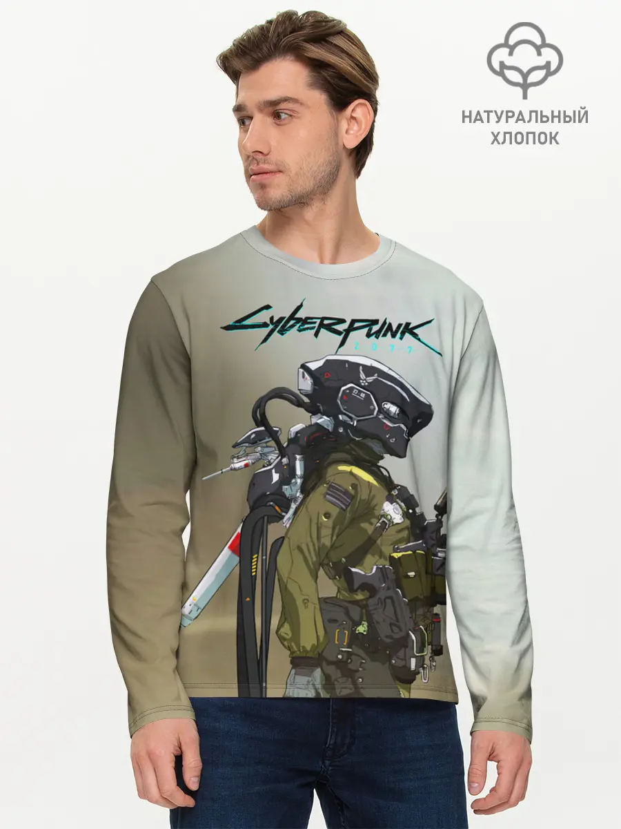 Мужской лонгслив базовый / Cyberpunk 2077|Киберпанк 2077 (P007_P004ooo2866121, P004ooo2866121)