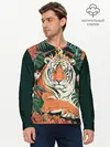 Мужской лонгслив базовый / Огненный Тигр в Цветах (P007_P004ooo2867645, P004ooo2867645)
