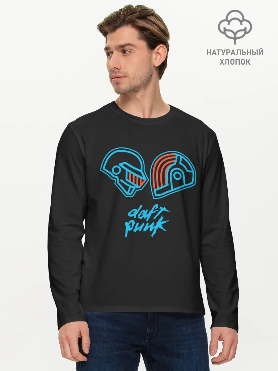 Мужской лонгслив базовый / Daft Punk (P007_P004ooo2868301, P004ooo2868301)