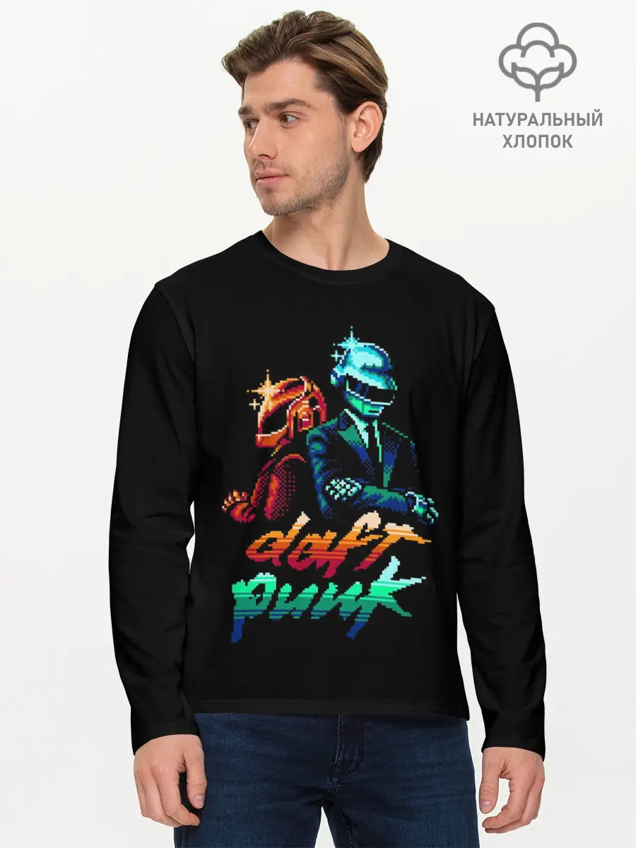Мужской лонгслив базовый / Daft Punk (P007_P004ooo2869699, P004ooo2869699)