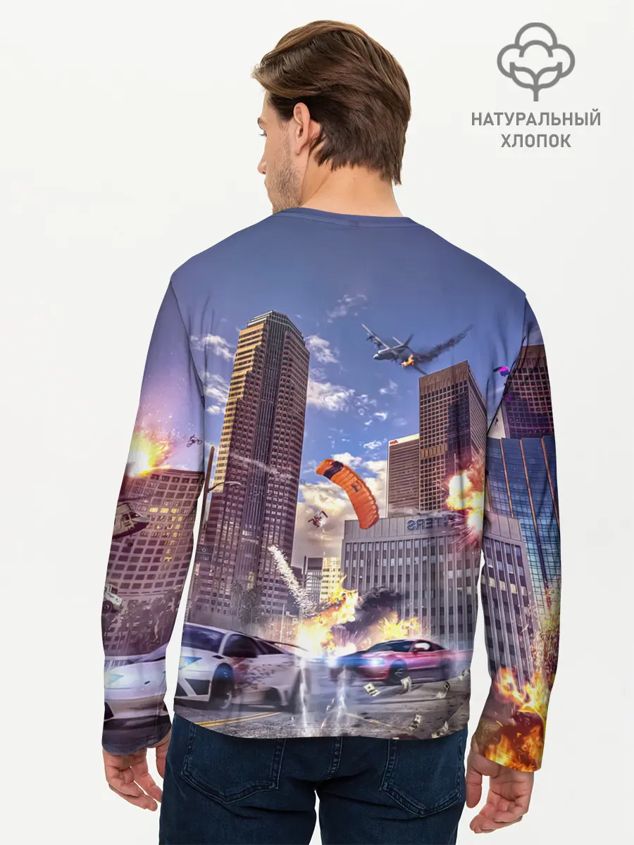 Мужской лонгслив базовый / ЭКШЕН Grand Theft Auto V (P007_P004ooo2872443, P004ooo2872443)