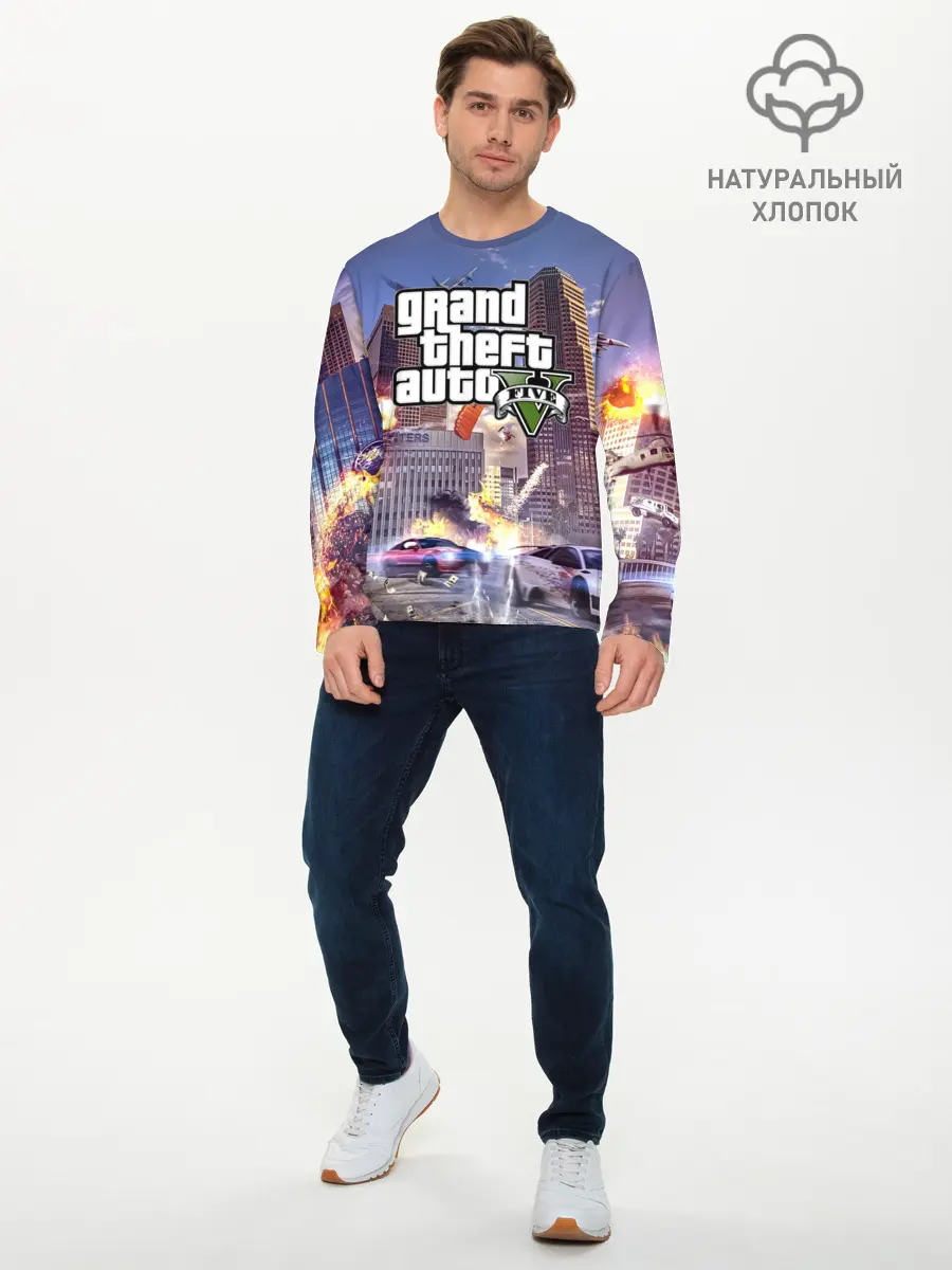 Мужской лонгслив базовый / ЭКШЕН Grand Theft Auto V (P007_P004ooo2872443, P004ooo2872443)