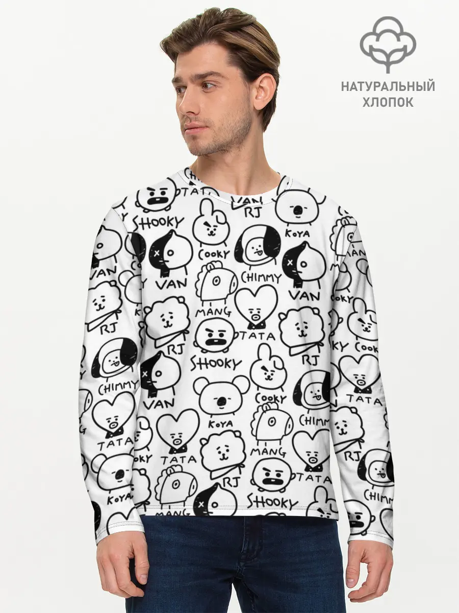 Мужской лонгслив базовый / BTS | BT21 (P007_P004ooo2871983, P004ooo2871983)