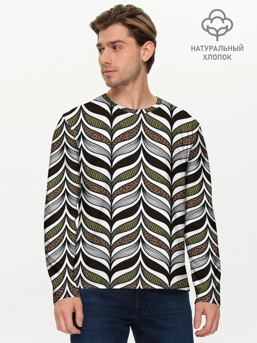 Мужской лонгслив базовый / Африканский племенной узор (P007_P004ooo2872973, P004ooo2872973)