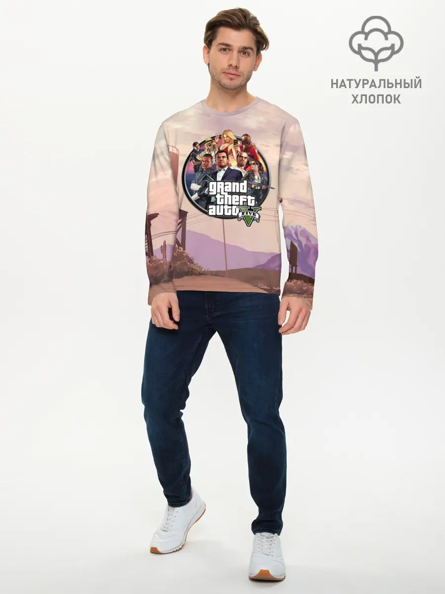 Мужской лонгслив базовый / Grand Theft Auto 5 персонажи (P007_P004ooo2874099, P004ooo2874099)