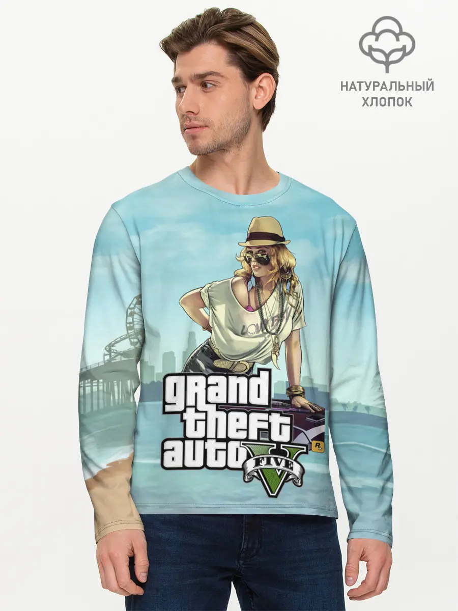 Мужской лонгслив базовый / Grand Theft Auto 5 девушка (P007_P004ooo2874955, P004ooo2874955)
