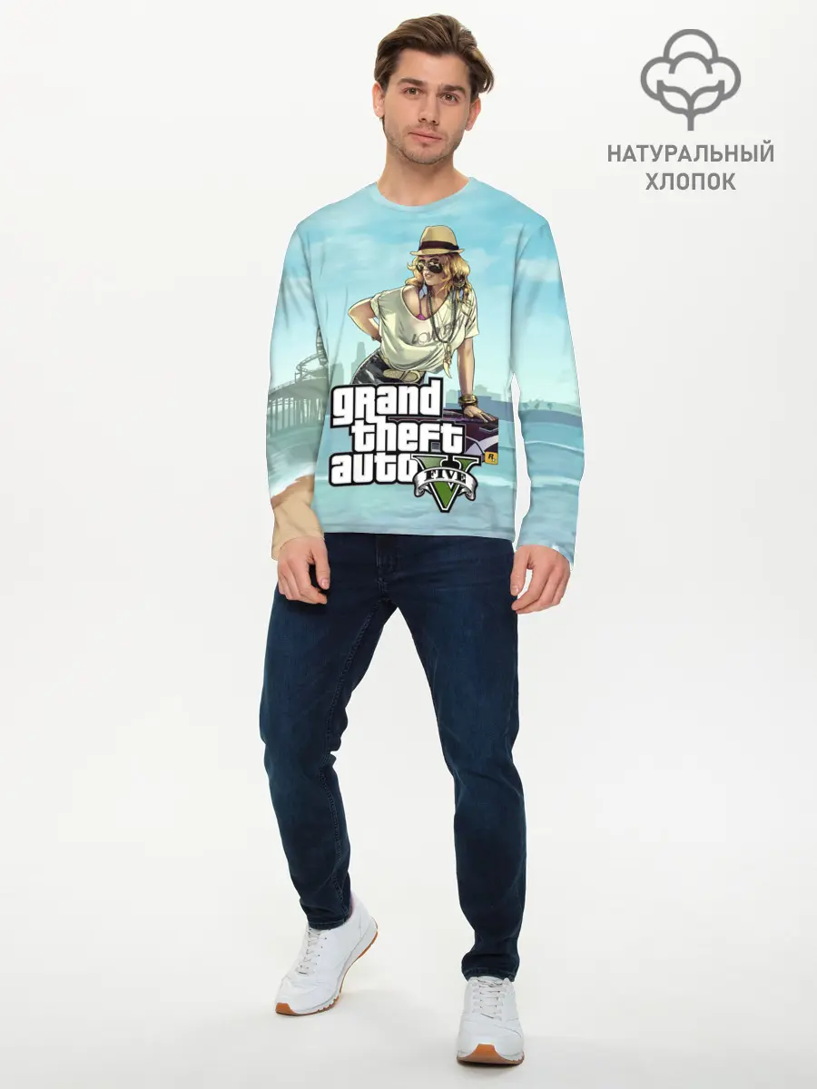 Мужской лонгслив базовый / Grand Theft Auto 5 девушка (P007_P004ooo2874955, P004ooo2874955)