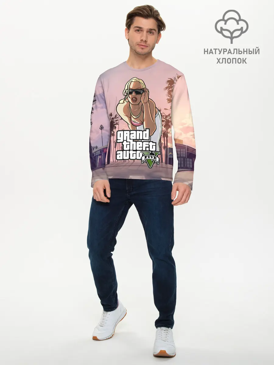 Мужской лонгслив базовый / Grand Theft Auto V девушка (P007_P004ooo2876485, P004ooo2876485)