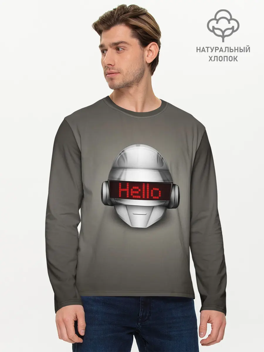 Мужской лонгслив базовый / Daft Punk | Hello (P007_P004ooo2879053, P004ooo2879053)