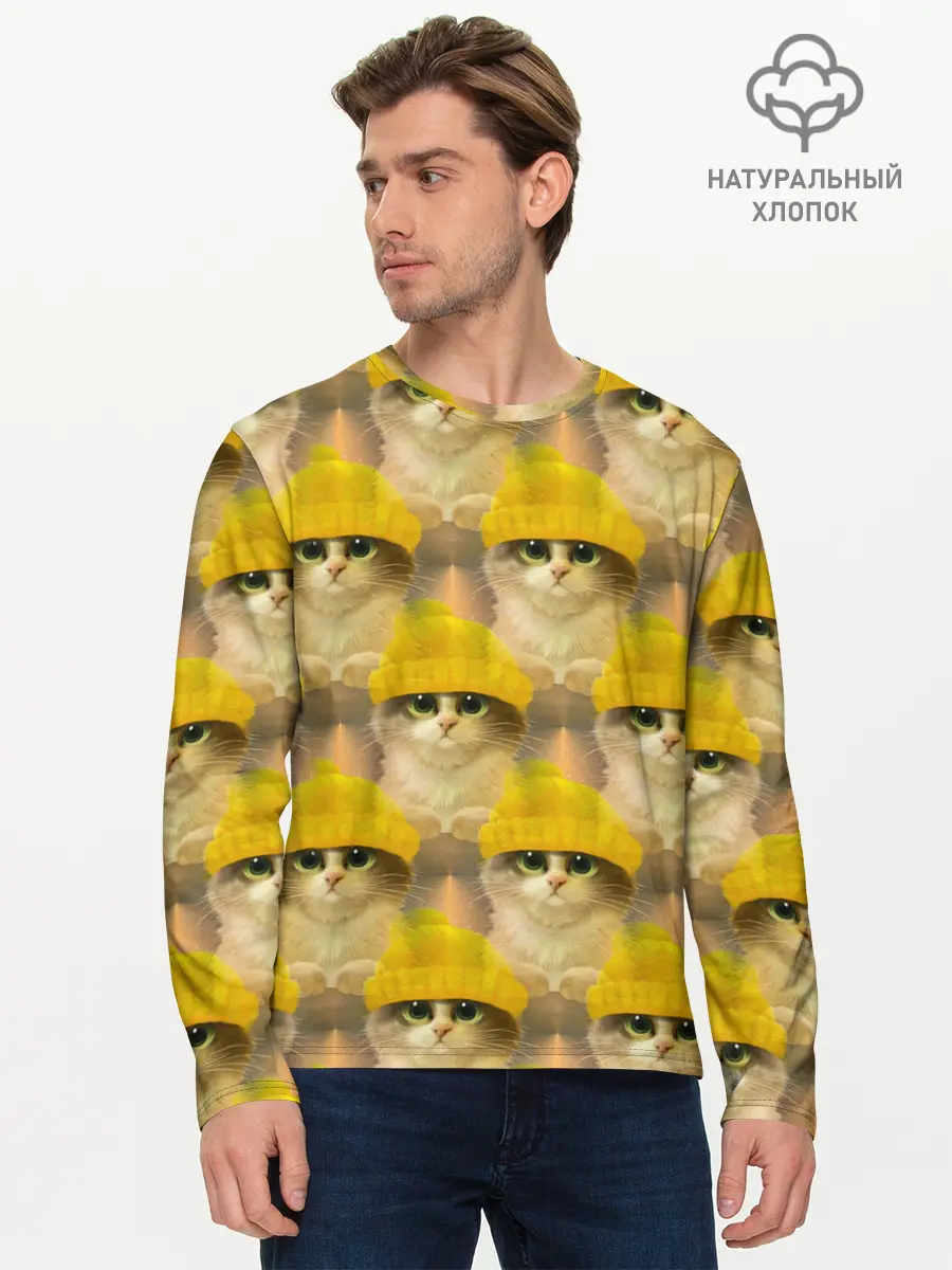 Мужской лонгслив базовый / Котята (P007_P004ooo2883041, P004ooo2883041)