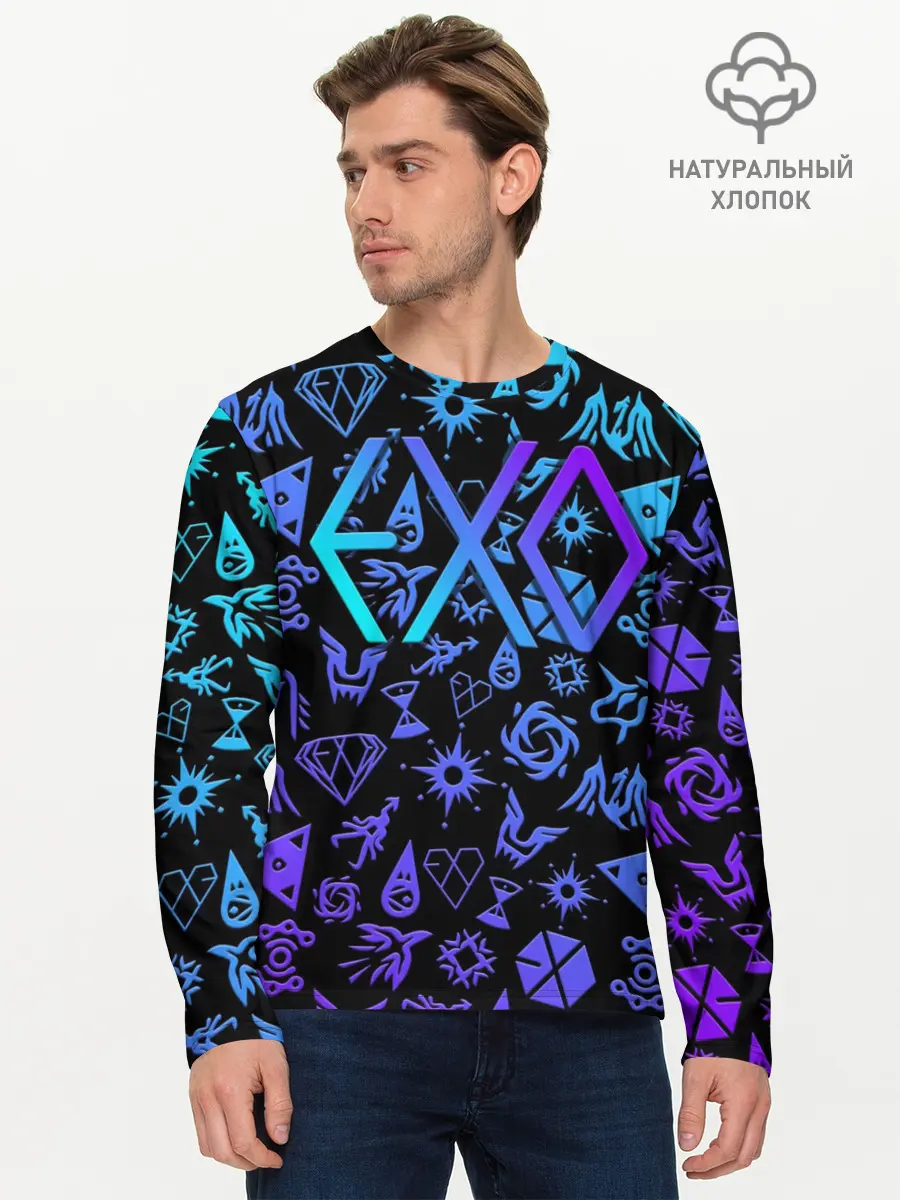 Мужской лонгслив базовый / EXO K-POP | LogoBombing (P007_P004ooo2883093, P004ooo2883093)