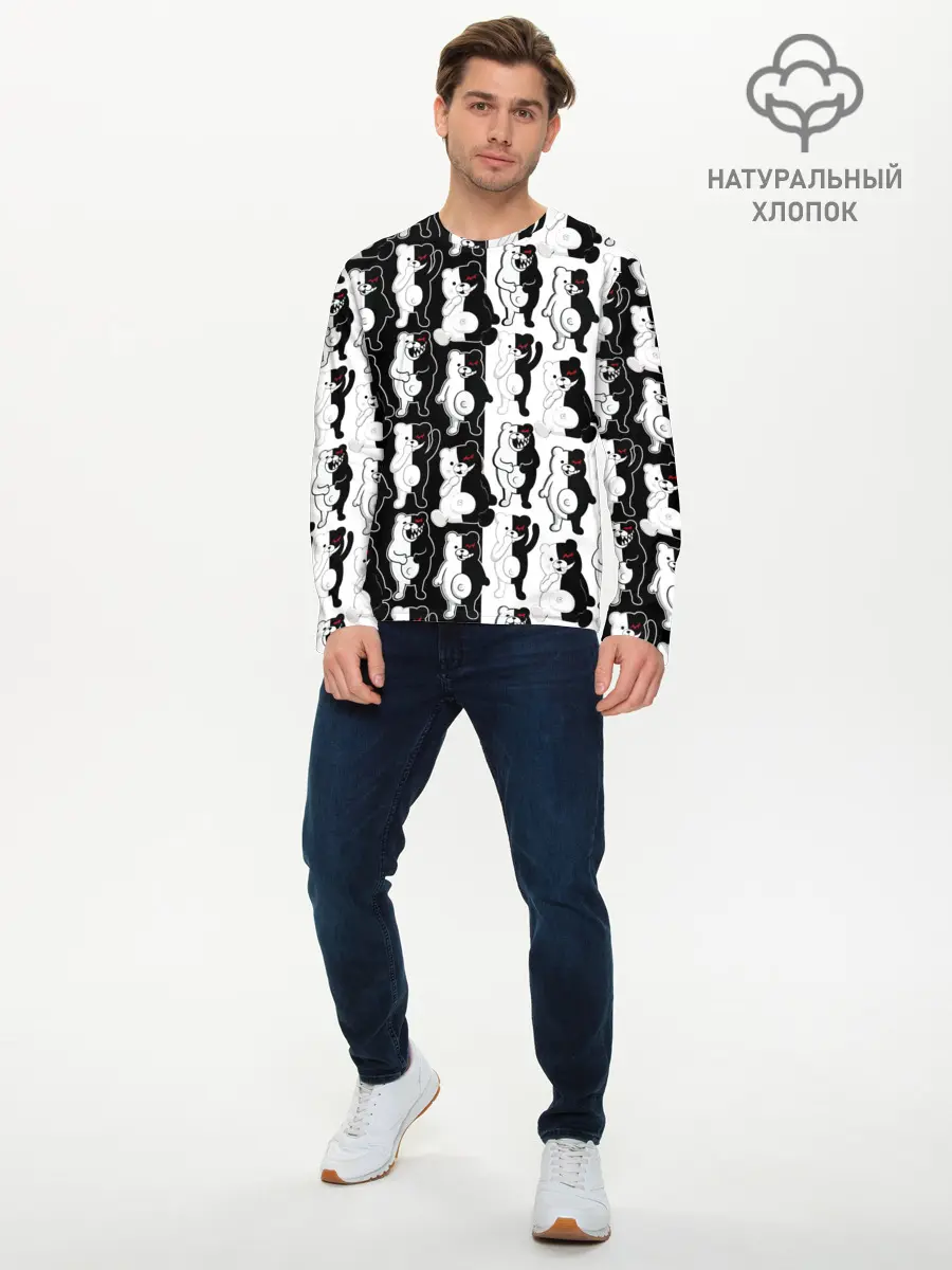 Мужской лонгслив базовый / MONOKUMA / МОНОКУМА ПАТТЕРН (P007_P004ooo2883817, P004ooo2883817)