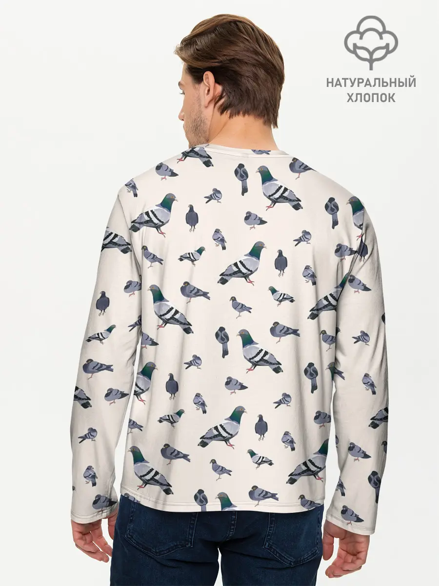 Мужской лонгслив базовый / Голуби (P007_P004ooo2886243, P004ooo2886243)