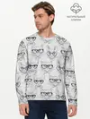 Мужской лонгслив базовый / Кошки в очках (P007_P004ooo2886071, P004ooo2886071)