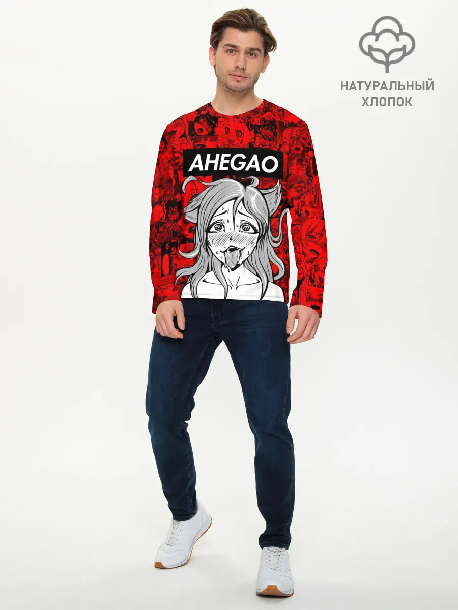Мужской лонгслив базовый / Ahegao red (P007_P004ooo2886547, P004ooo2886547)