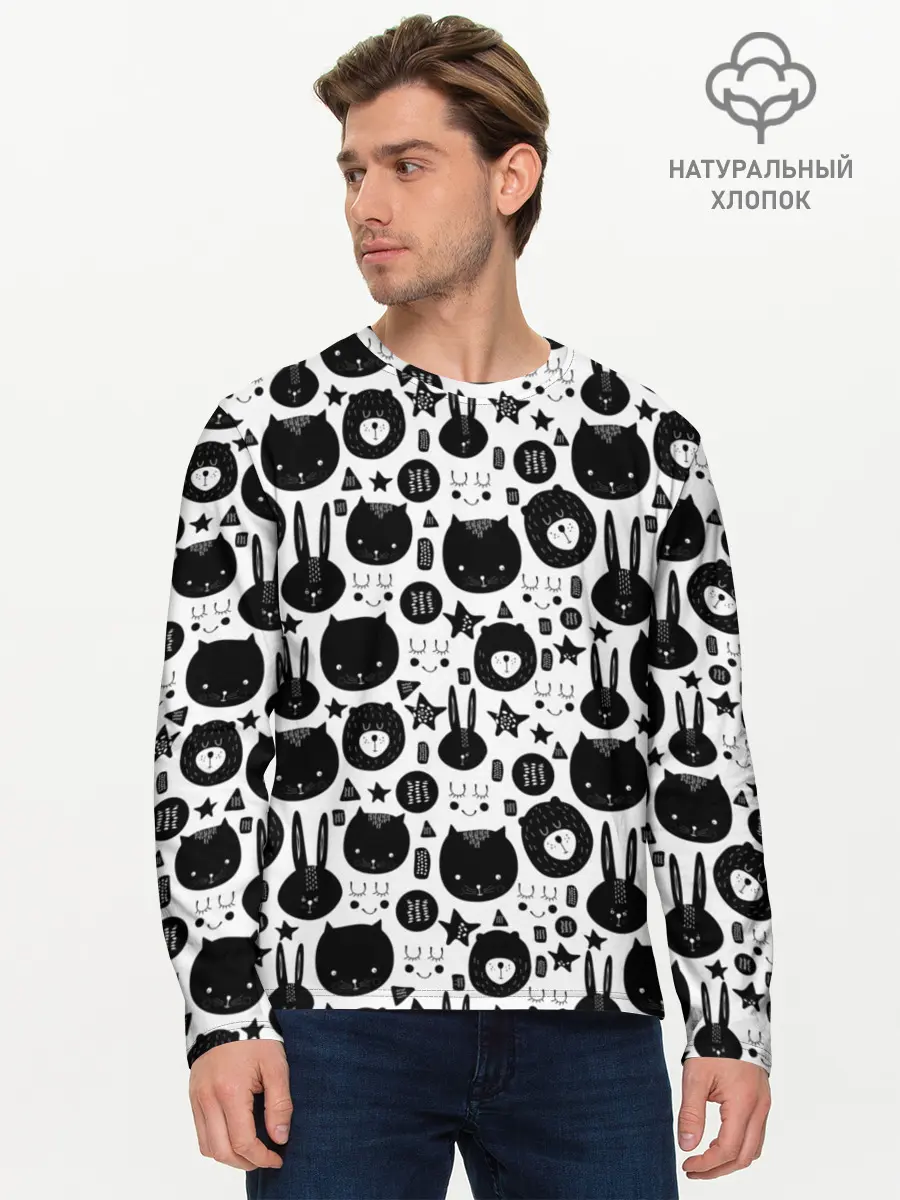 Мужской лонгслив базовый / Мультяшки (P007_P004ooo2886747, P004ooo2886747)