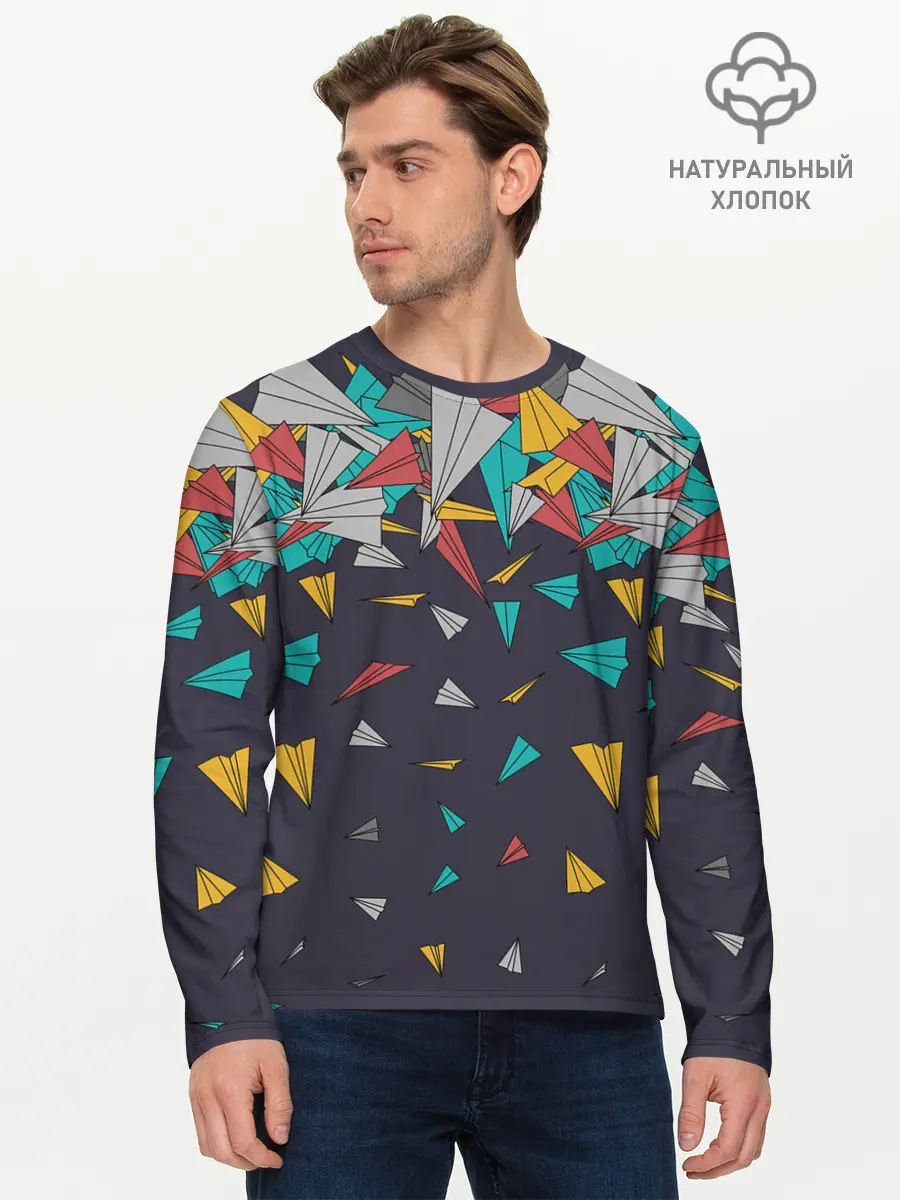 Мужской лонгслив базовый / Самолётики (P007_P004ooo2887405, P004ooo2887405)