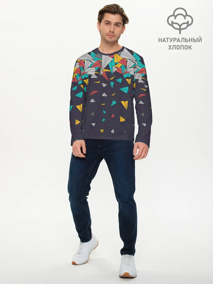 Мужской лонгслив базовый / Самолётики (P007_P004ooo2887405, P004ooo2887405)