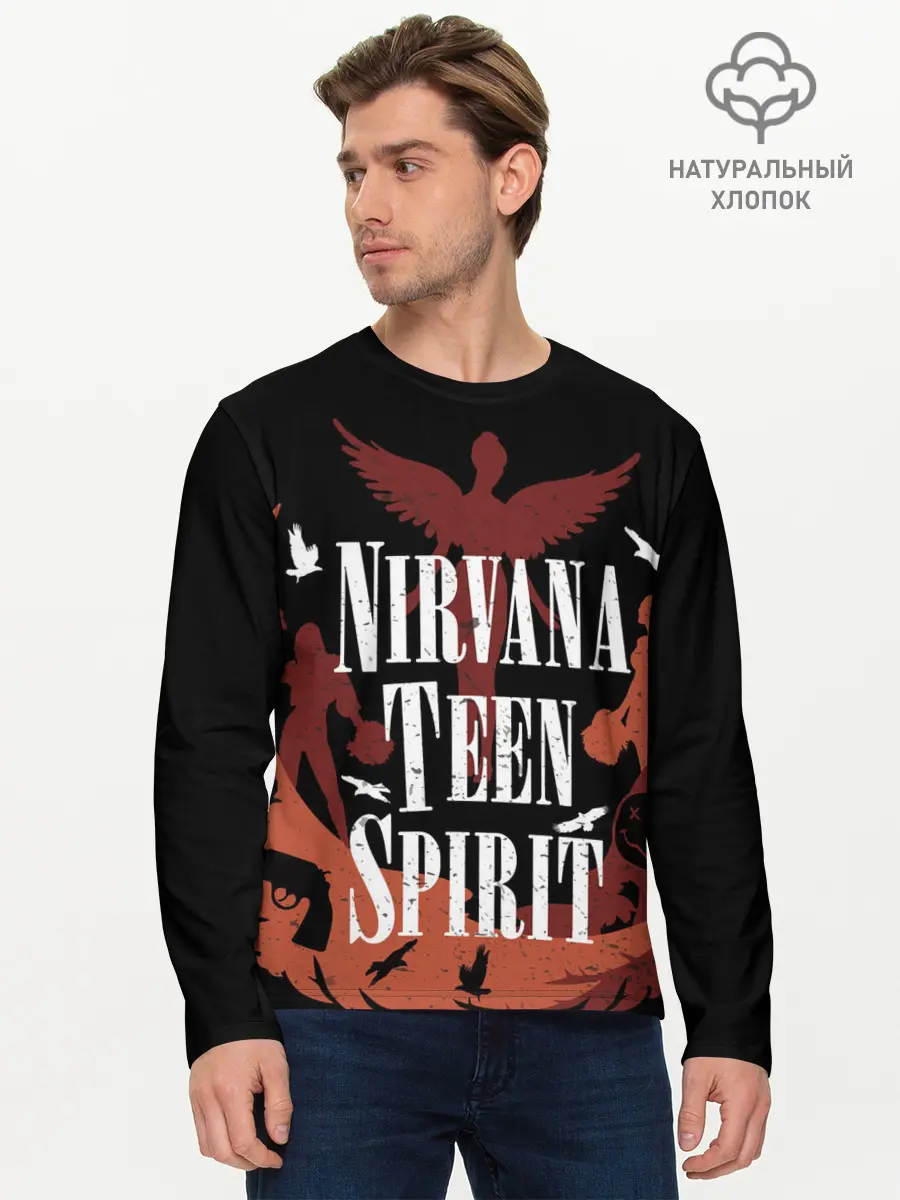 Мужской лонгслив базовый / NIRVANA TEEN SPIRIT (P007_P004ooo2888475, P004ooo2888475)