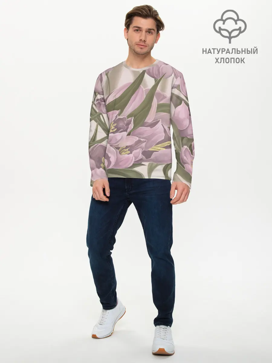 Мужской лонгслив базовый / Сахарный розовый (P007_P004ooo2889845, P004ooo2889845)