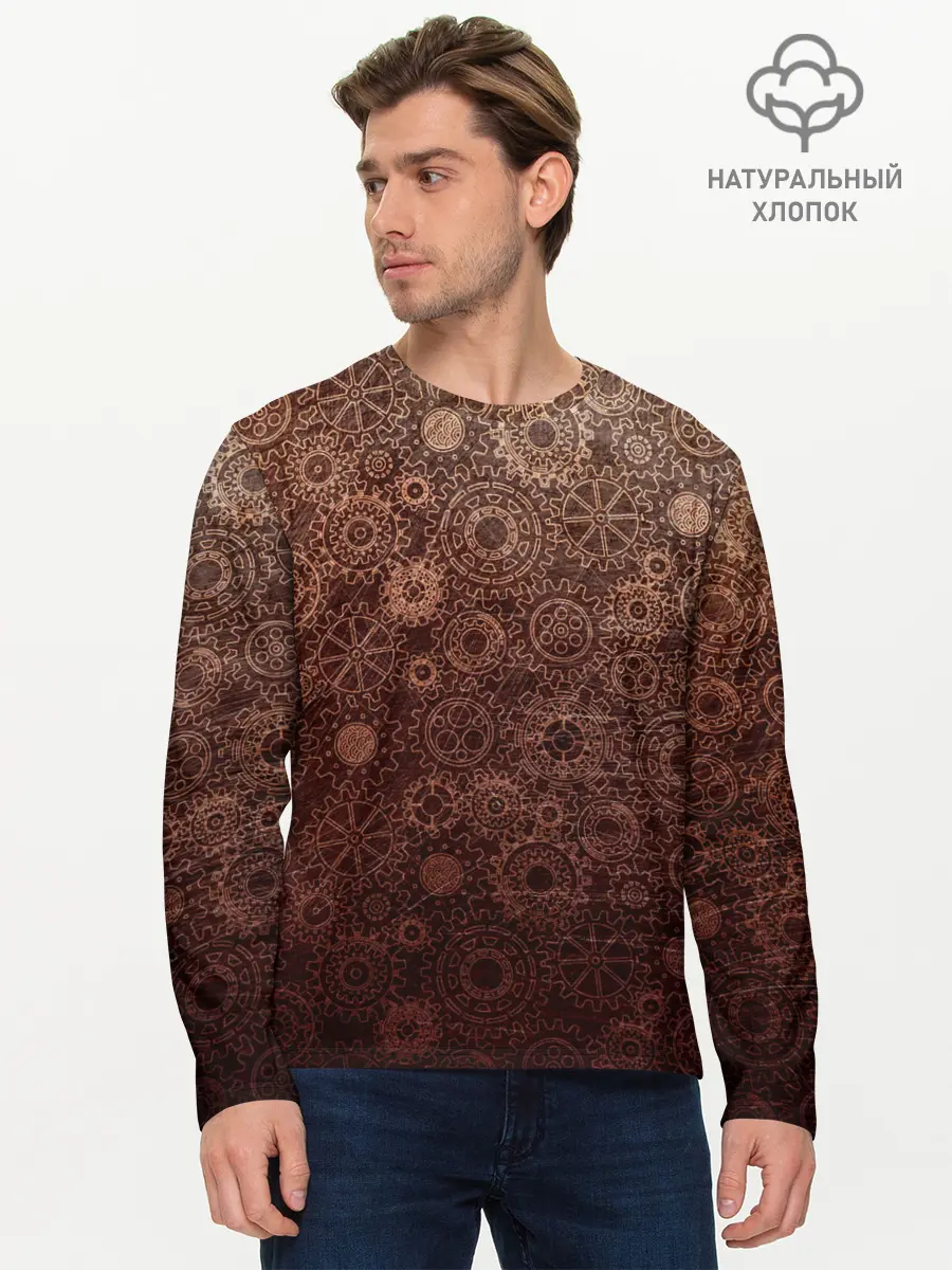 Мужской лонгслив базовый / Шестеренки (P007_P004ooo2891699, P004ooo2891699)