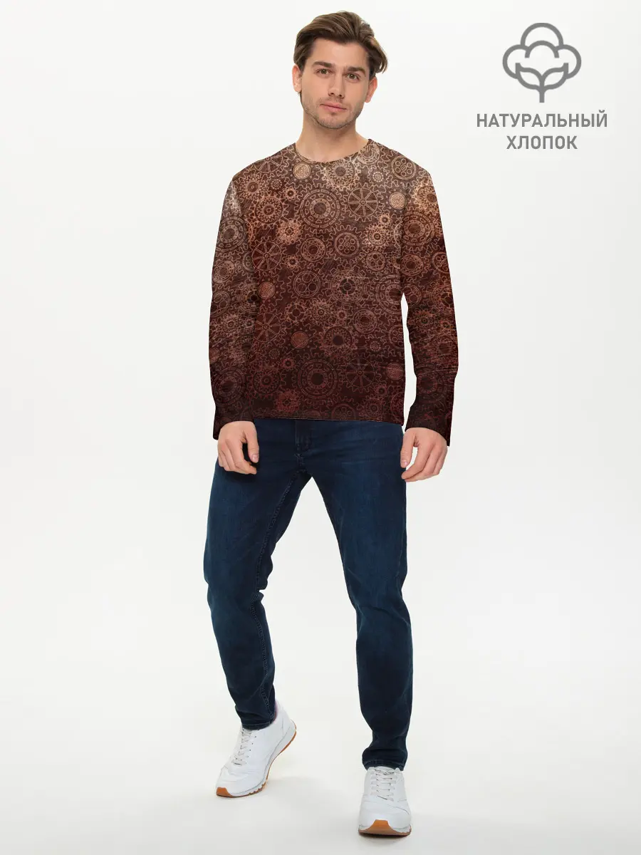 Мужской лонгслив базовый / Шестеренки (P007_P004ooo2891699, P004ooo2891699)