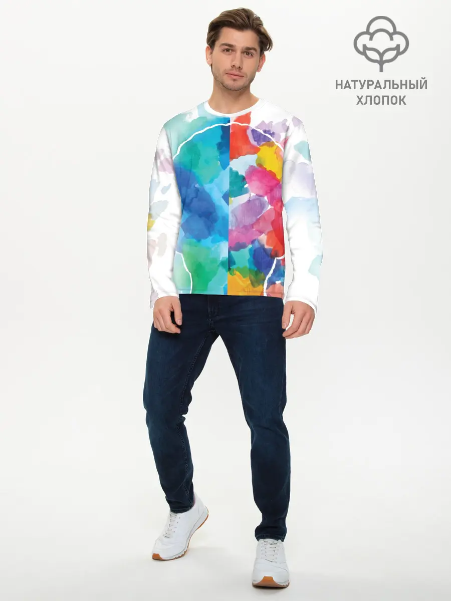 Мужской лонгслив базовый / Акварель (P007_P004ooo2894369, P004ooo2894369)