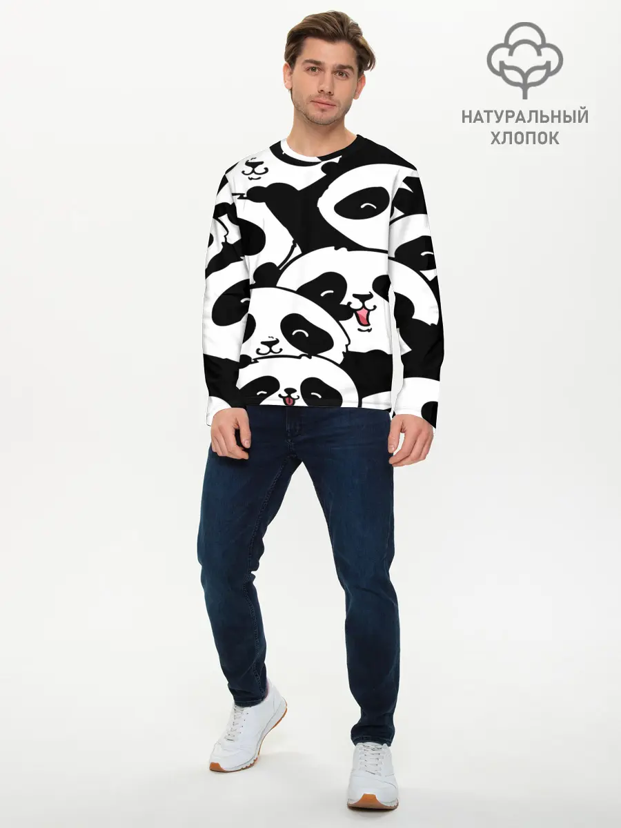 Мужской лонгслив базовый / панды (P007_P004ooo2896709, P004ooo2896709)