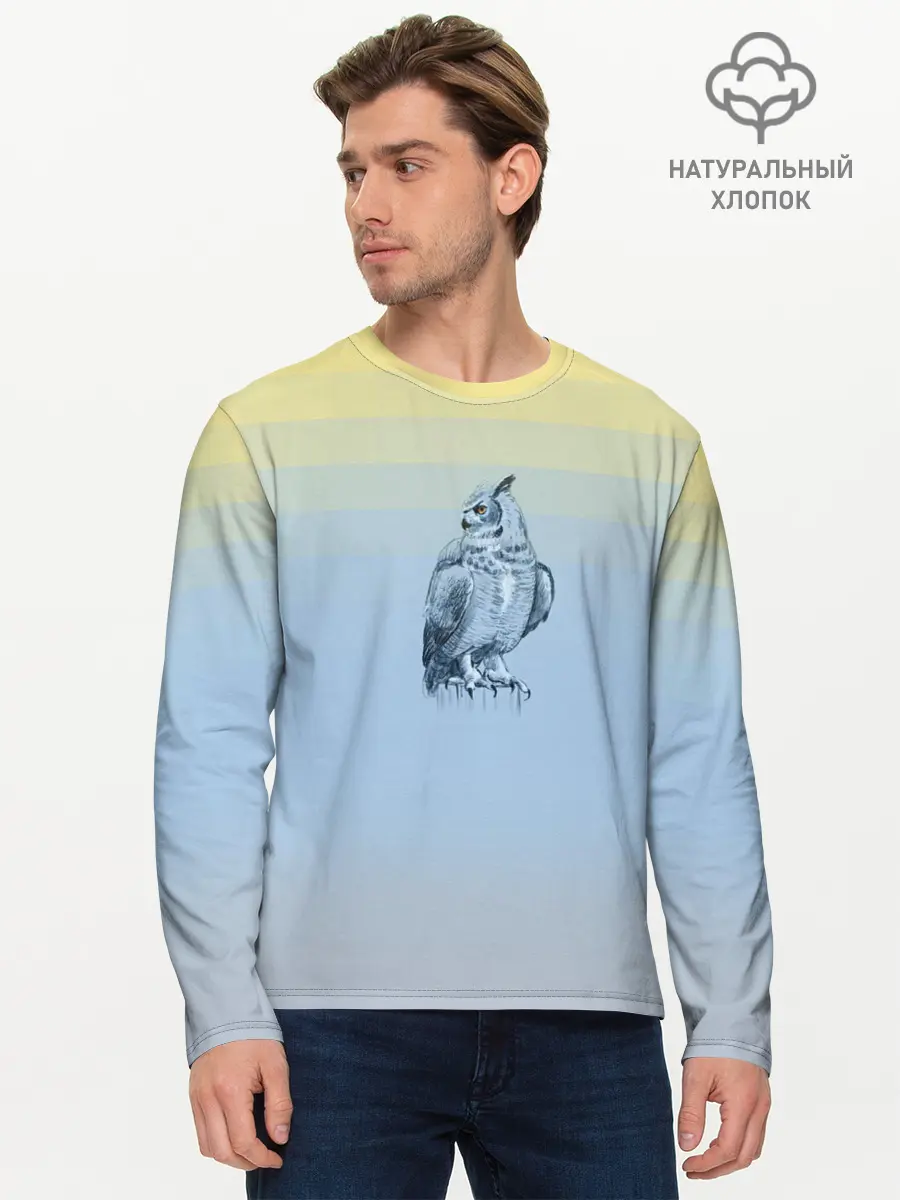 Мужской лонгслив базовый / филин (P007_P004ooo2896389, P004ooo2896389)
