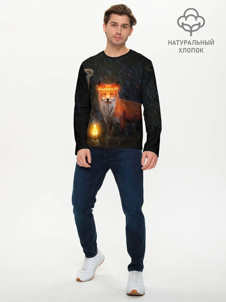 Мужской лонгслив базовый / Лиса с огненной короной (P007_P004ooo2897473, P004ooo2897473)
