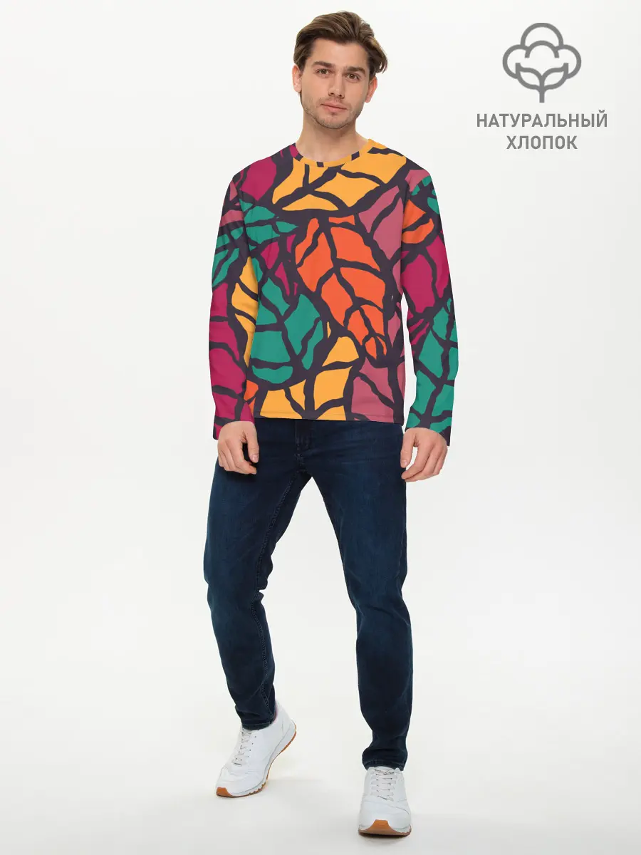 Мужской лонгслив базовый / Листья (P007_P004ooo2898289, P004ooo2898289)