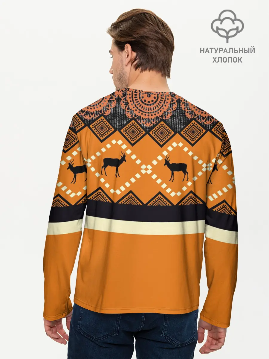 Мужской лонгслив базовый / Африканский Мотив (P007_P004ooo2899861, P004ooo2899861)