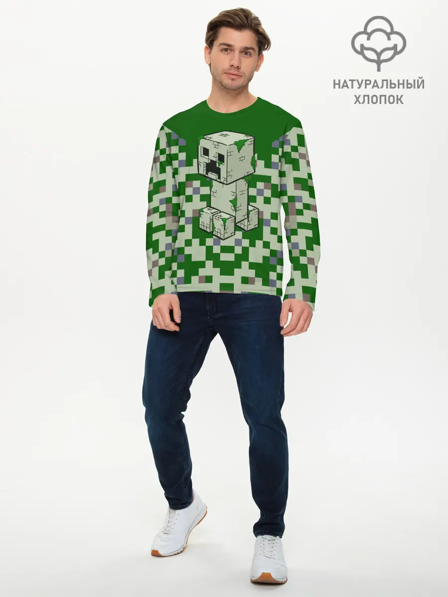 Мужской лонгслив базовый / Minecraft Крипер (P007_P004ooo2900625, P004ooo2900625)