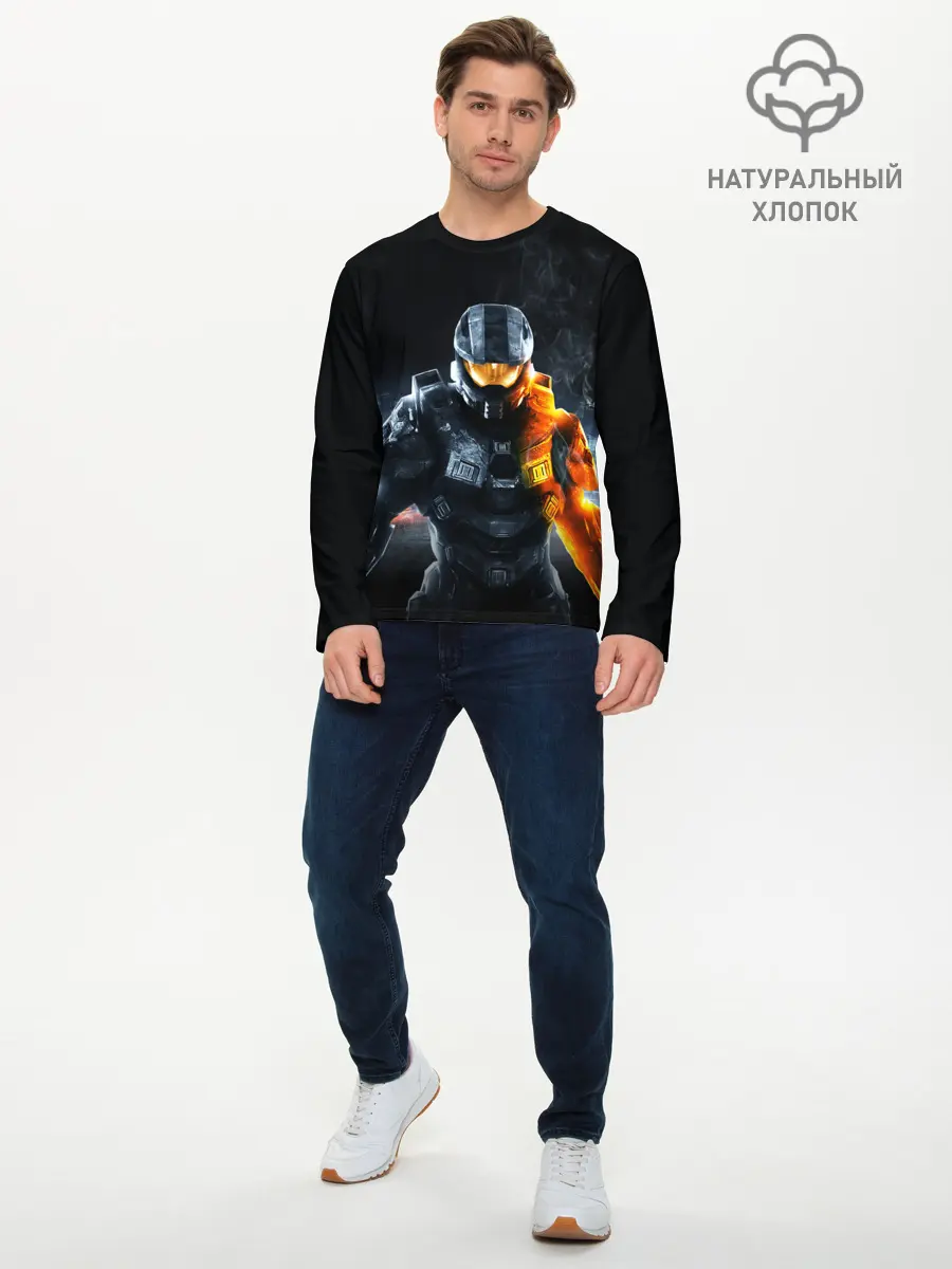 Мужской лонгслив базовый / Halo x Battlefield (P007_P004ooo2901929, P004ooo2901929)
