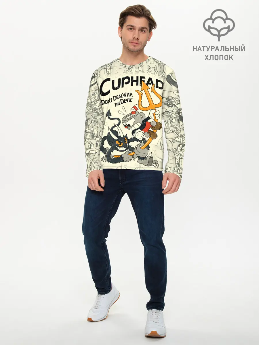Мужской лонгслив базовый / Cuphead and Devil (P007_P004ooo2902783, P004ooo2902783)