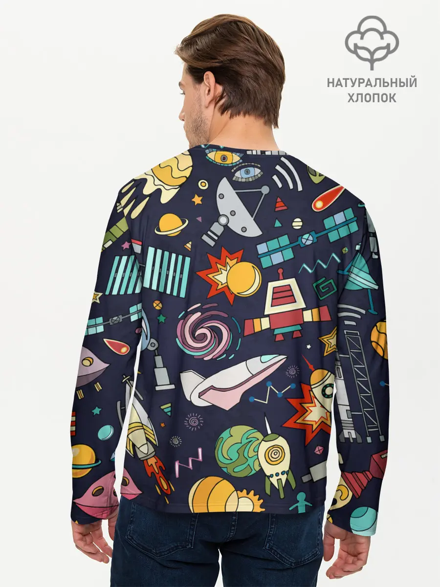 Мужской лонгслив базовый / Космос (P007_P004ooo2903051, P004ooo2903051)