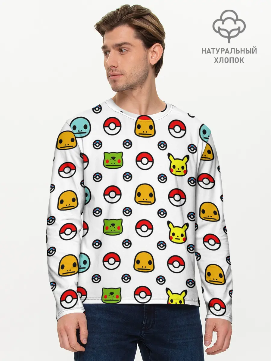 Мужской лонгслив базовый / POKEMON / ПОКЕМОНЫ (P007_P004ooo2910461, P004ooo2910461)