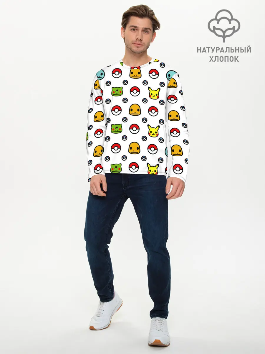 Мужской лонгслив базовый / POKEMON / ПОКЕМОНЫ (P007_P004ooo2910461, P004ooo2910461)