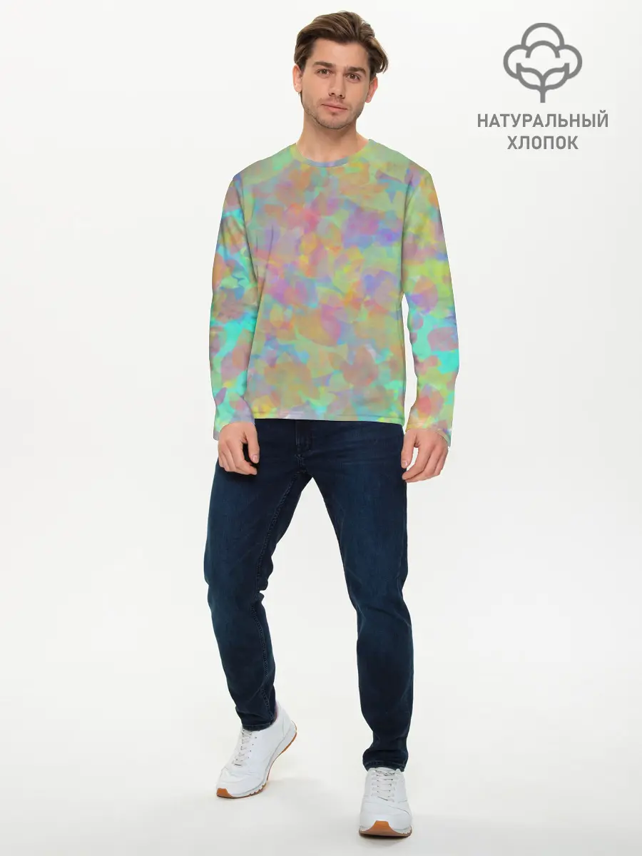 Мужской лонгслив базовый / Цветные лепестки (P007_P004ooo2911487, P004ooo2911487)