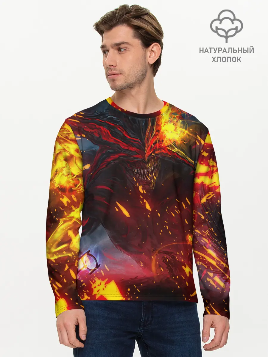 Мужской лонгслив базовый / Path of Exile | Fire Demon (P007_P004ooo2913259, P004ooo2913259)
