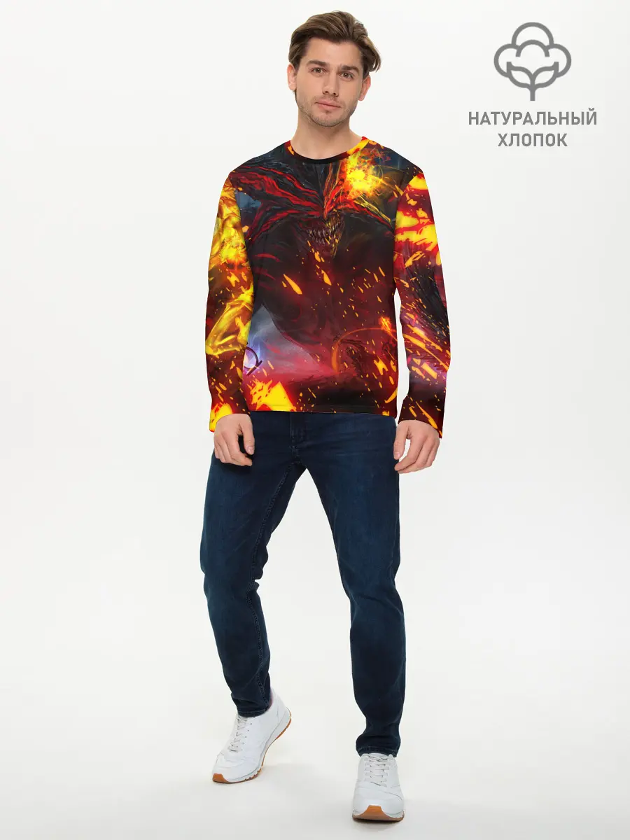Мужской лонгслив базовый / Path of Exile | Fire Demon (P007_P004ooo2913259, P004ooo2913259)