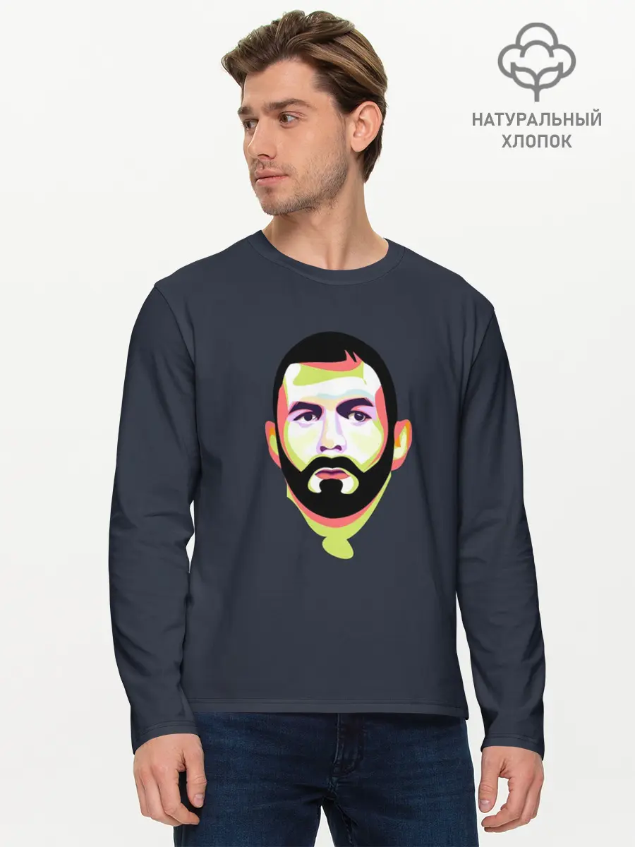 Мужской лонгслив базовый / Карим Бензема. Поп арт (P007_P004ooo2920955, P004ooo2920955)