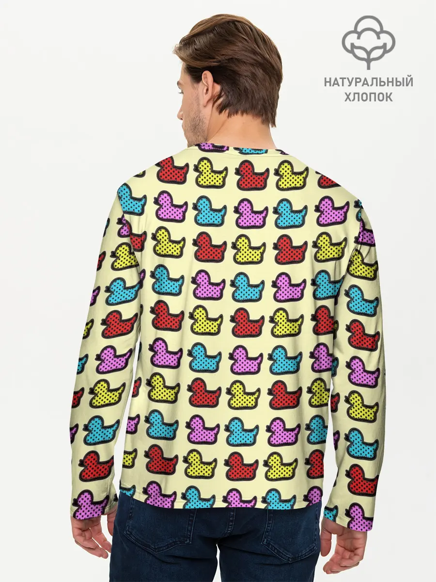 Мужской лонгслив базовый / Утиный фон | Утки | Ducks (P007_P004ooo2920699, P004ooo2920699)