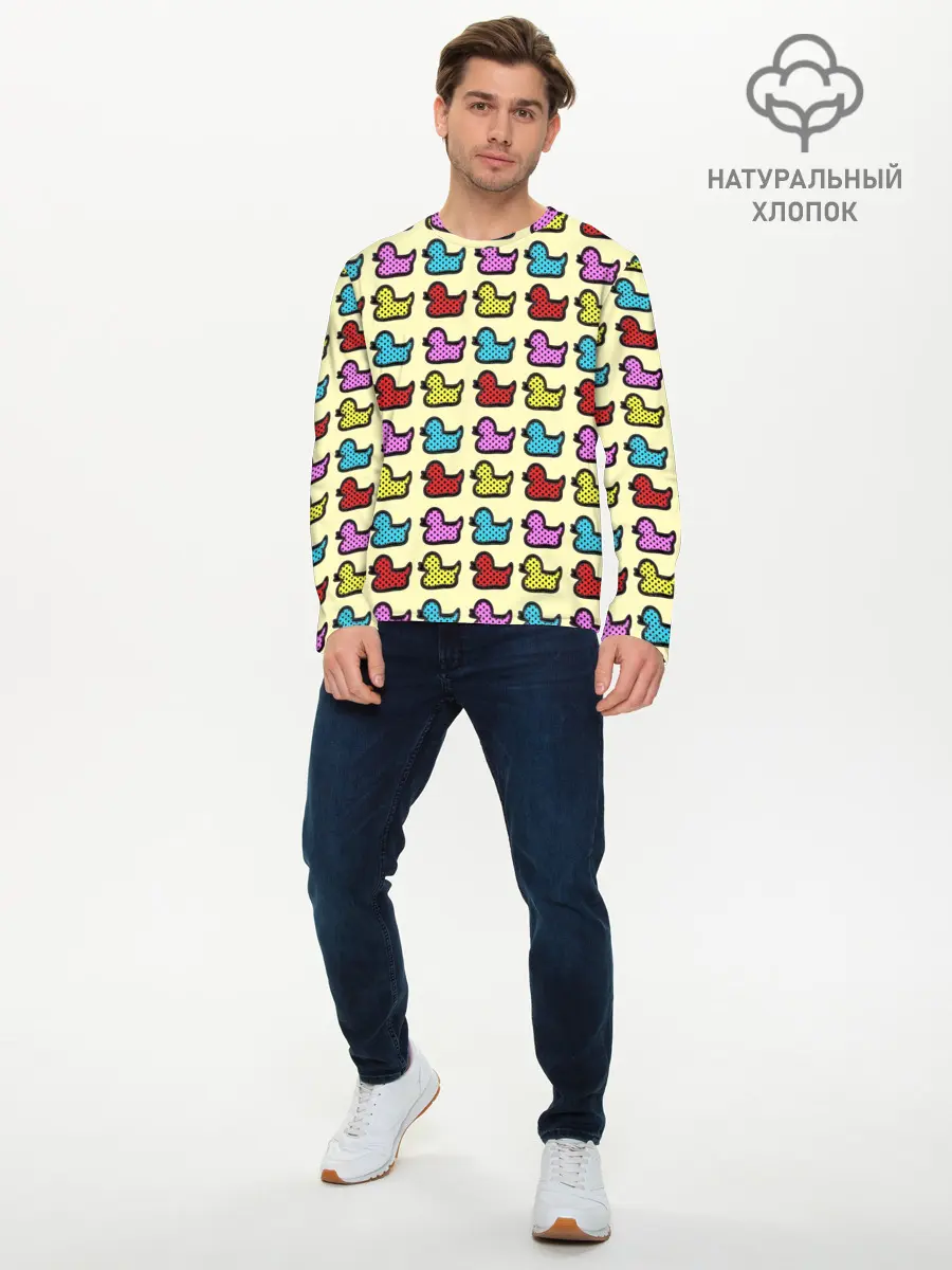 Мужской лонгслив базовый / Утиный фон | Утки | Ducks (P007_P004ooo2920699, P004ooo2920699)