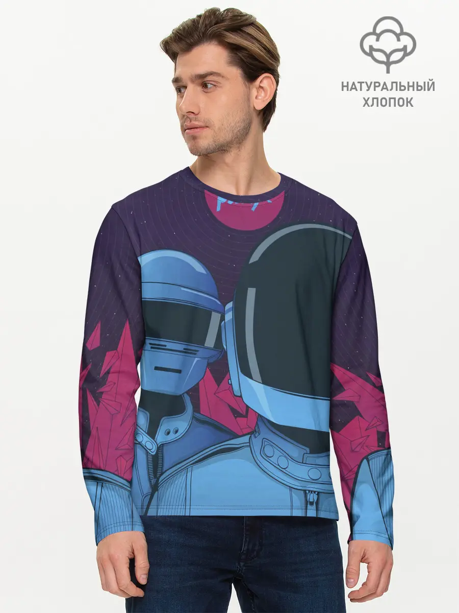 Мужской лонгслив базовый / Daft Punk (P007_P004ooo2922639, P004ooo2922639)